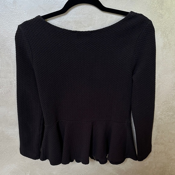 EUC Ganni Black Textured Zip Peplum Blouse sz medium - Picture 8 of 8